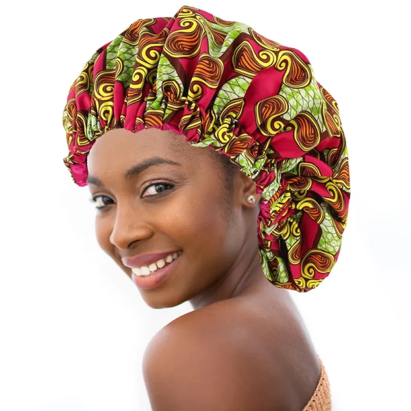 African Wax Print Satin-Lined Bonnet